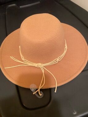 Goorin Bros Tan Wide-Brim Felt Hat with Cream Cord